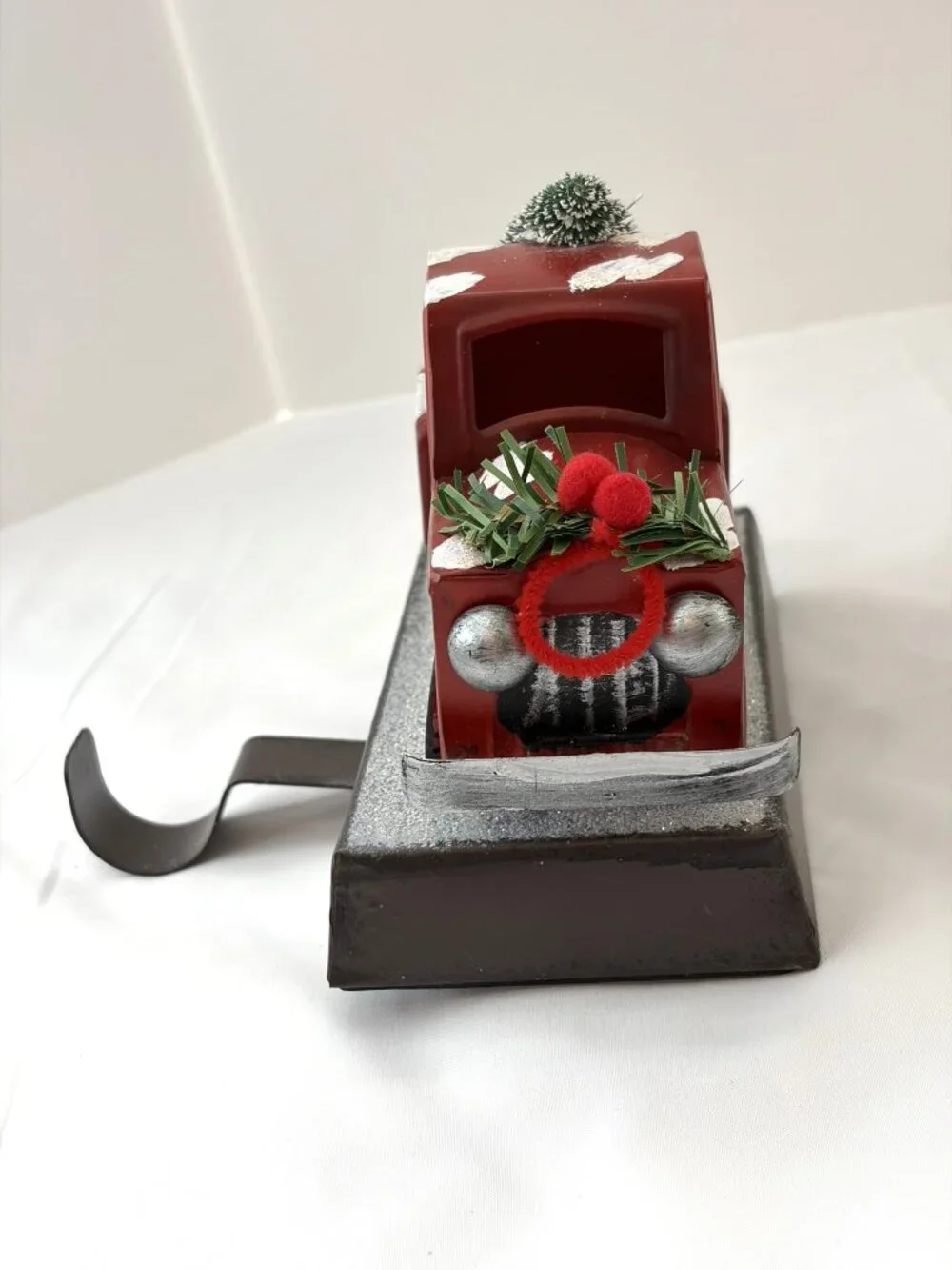 Rustic Christmas Red Truck Stocking Holder & Barn Ornament Farmhouse Holiday